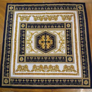 Alexis Georgio Scarf Navy Blue Yellow Gold White Floral 38"x 37"